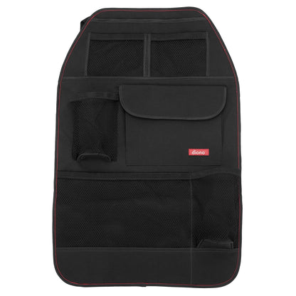 Diono Stow 'n Go Car Back Seat Organizer for Kids, Kick Mat Back Seat Protector, with 7 Storage Pockets, 2 Drinks Holders, Water Resistant, Durable Material, Black , 18x10x9 Inch (Pack of 1)