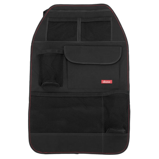 Diono Stow 'n Go Car Back Seat Organizer for Kids, Kick Mat Back Seat Protector, with 7 Storage Pockets, 2 Drinks Holders, Water Resistant, Durable Material, Black , 18x10x9 Inch (Pack of 1)