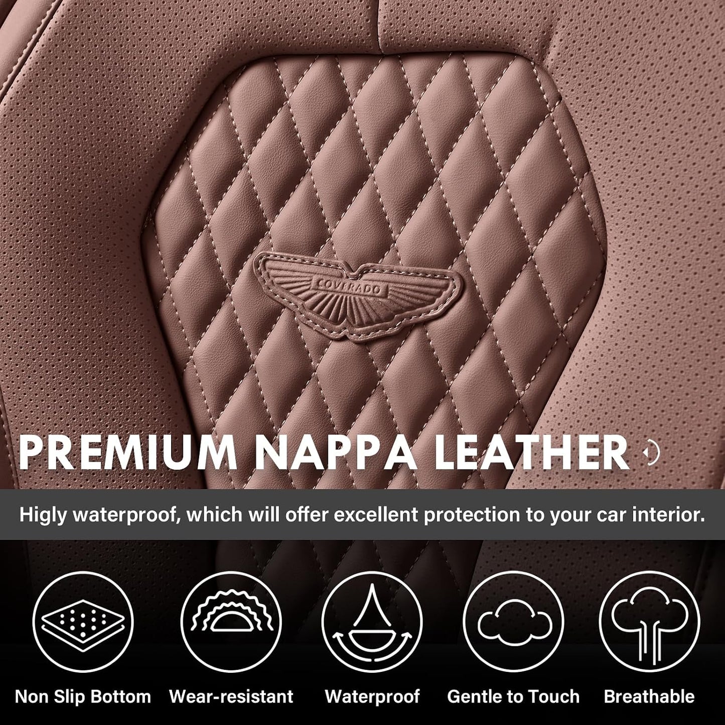 Coverado Seat Covers, Car Seat Covers Full Set, Black Car Seat Cover, Car Seat Covers Front Seats Back Seat Cover, Waterproof Car Seat Cushion, Leather Seat Covers Seat Protector Fit for Most Cars