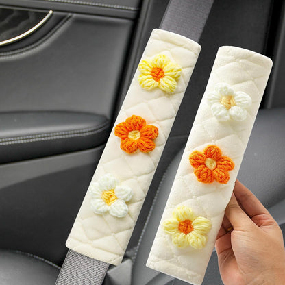 Amooca 2-Pack Soft Seat Belt Covers Universal Car Shoulder Pad Cushions with Braid Pattern for Comfortable Driving & Bag Strap Protection Red