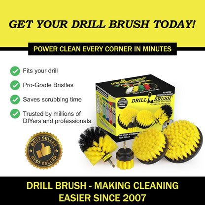 Interior Car Detailing Drill Brush Set - Soft Bristle Power Scrubber Attachments for Cleaning Car, Truck, Upholstery, Carpet, Leather, Seats, Wheels, Rims, Dash, Console, & Trim - Nylon Auto Scrubber
