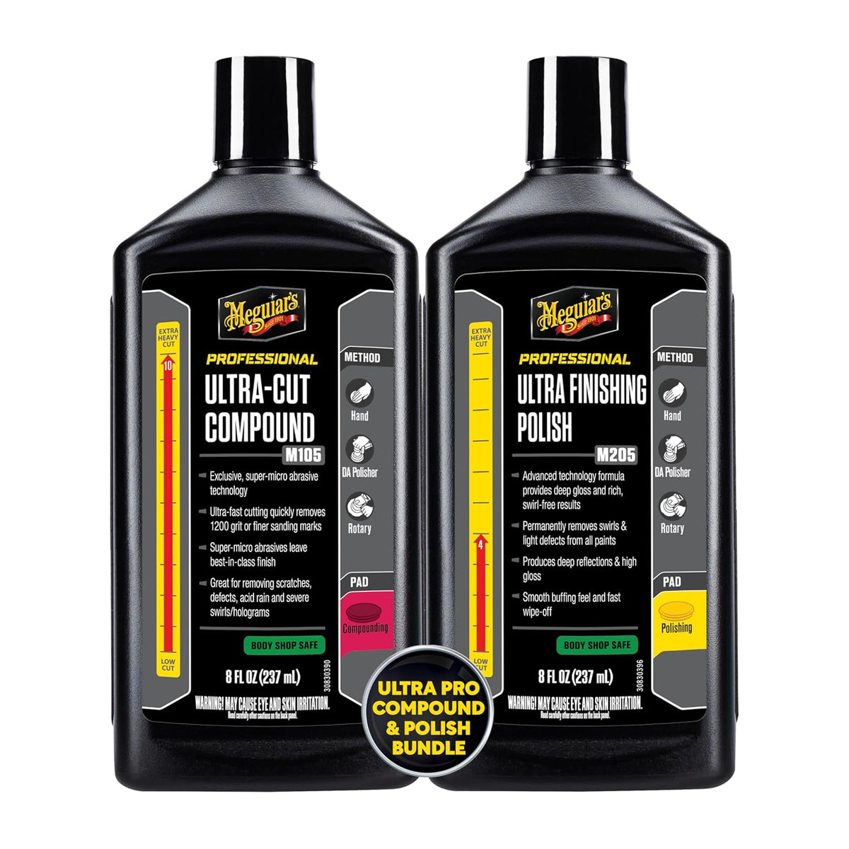 Meguiar’s Mirror Glaze Bundle, Polishing Compound Kit —Includes Ultra-Cut Compound And Ultra-Finishing For Scratch-Free Exterior Gloss; For Car Paint On Cars, Trucks & Suvs