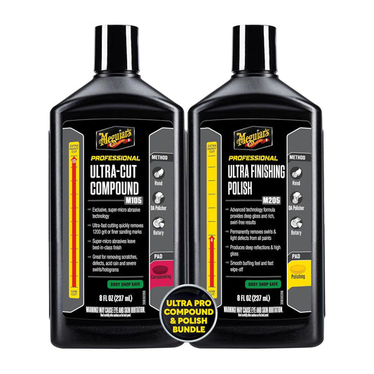 Meguiar’s Mirror Glaze Bundle, Polishing Compound Kit —Includes Ultra-Cut Compound And Ultra-Finishing For Scratch-Free Exterior Gloss; For Car Paint On Cars, Trucks & Suvs