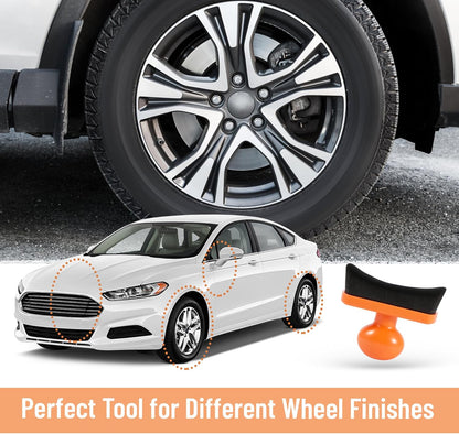 Car Tire Shine Applicator,Vegan Tire Shine Applicator with Curved Brush Head - Large Automotive Tire Dressing Applicator Brush with Storage Stand for Tire Detailing, 3.6 Inch Length (Black)