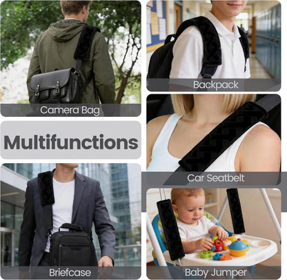 Amooca Soft Auto Seat Belt Cover Seatbelt Shoulder Pad 2 PCS for a More Comfortable Driving Compatible with All Cars and Backpack Black