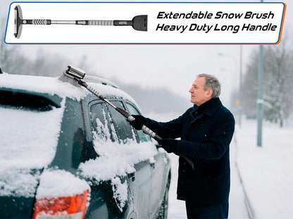 Trazon 42.4" Extendable Snow Brush & Mini Snow Shovel/Ice Scraper for Car Windshield with Foam Grip for Cars, SUV, Trucks, Detachable Сar Scraper, No Scratch, Heavy Duty Long Handle, Ice Remover