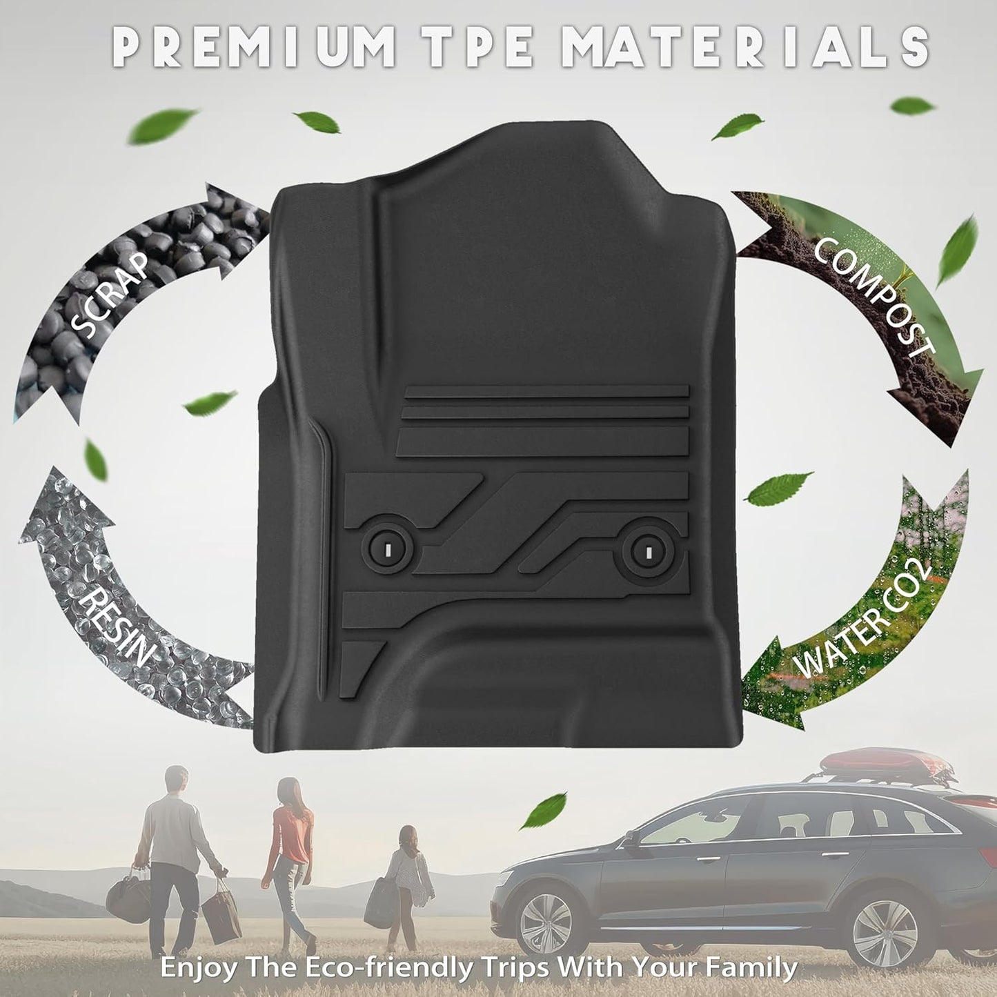 KARPAL Floor Mats for 2007-2013 Chevy Silverado & GMC Sierra 1500 Crew Cab / 2007-2014 2500/3500 HD(Footwell Coverage), All-Weather TPE Custom Fit Floor Liners Car Accessories