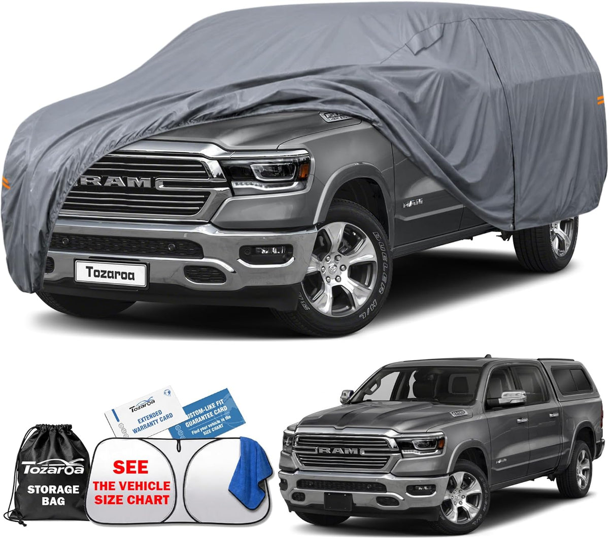 SUV Cover Waterproof All-Weather,Outdoor Full Exterior Automobiles SUV(Length 182-190 inch) with Windshield Sun Shade Universal Fit Toyota RAV4,CRV,Model Y,Q5,Size S2 (See SizeChart)