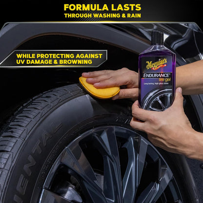 Meguiar’s Endurance Tire Gel - Tire Shine Gel, Premium Car Tire Shine For A Lasting Glossy Finish; Apply To Tires Cars, Trucks & Suvs To Keep Tires Looking Deep Black And Clean -16 Oz