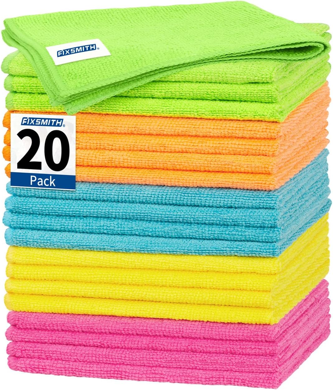 FIXSMITH Microfiber Cleaning Cloth - Pack of 50, Microfiber Towels for Cars 16 x 12 in, Highly Absorbent Cleaning Rags, Lint-Free, Streak-Free Cleaning Cloths for Car Kitchen Home Office