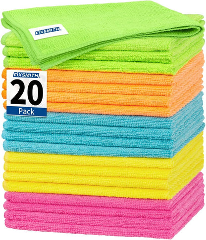 FIXSMITH Microfiber Cleaning Cloth - Pack of 50, Microfiber Towels for Cars 16 x 12 in, Highly Absorbent Cleaning Rags, Lint-Free, Streak-Free Cleaning Cloths for Car Kitchen Home Office