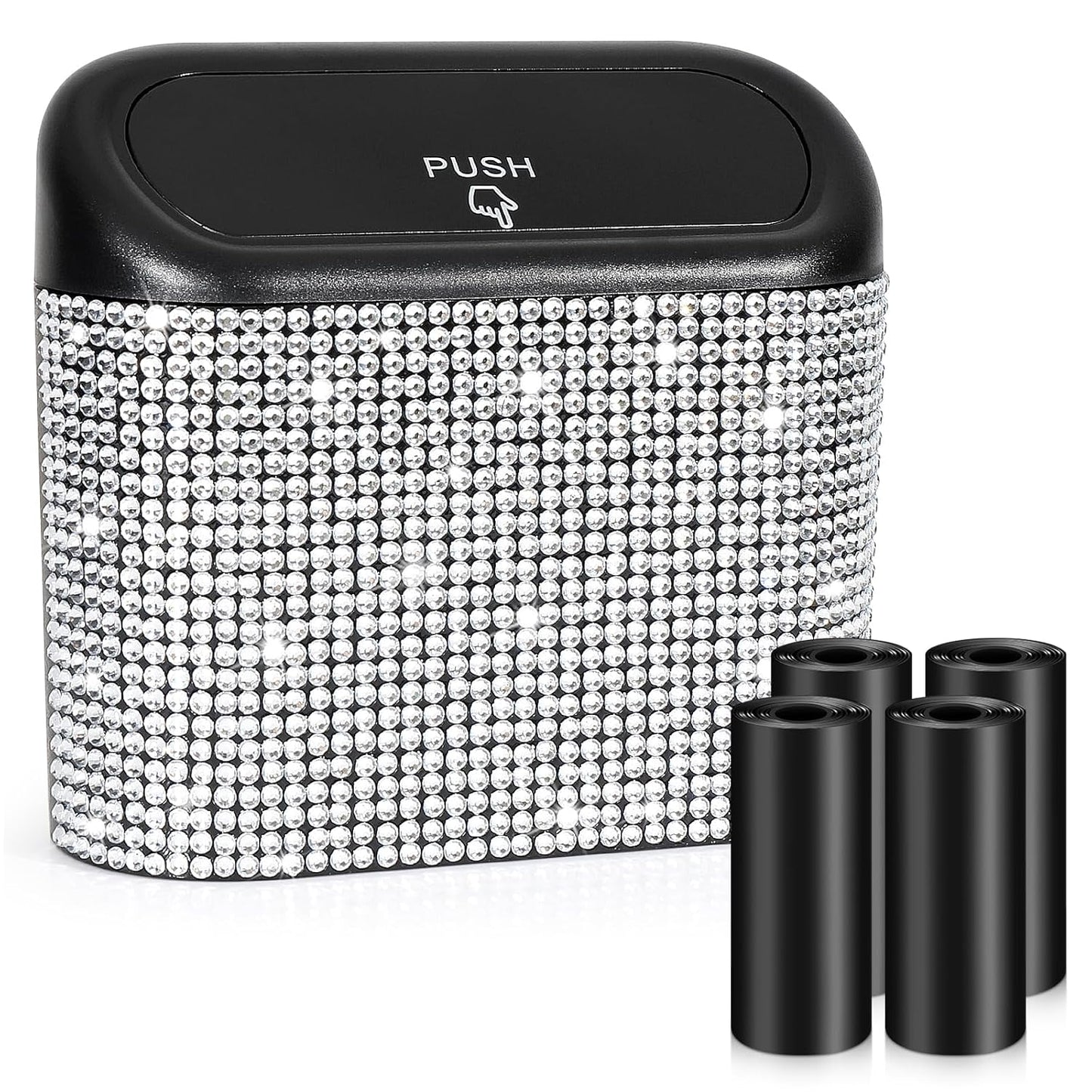 Accmor Car Trash Can with Lid, Leakproof Vehicle Garbage Organizer Holder Bin with 60 Pcs Trash Bags, Mini Auto Dustbin Interior Accessories Storage Container for SUV, Office, Home