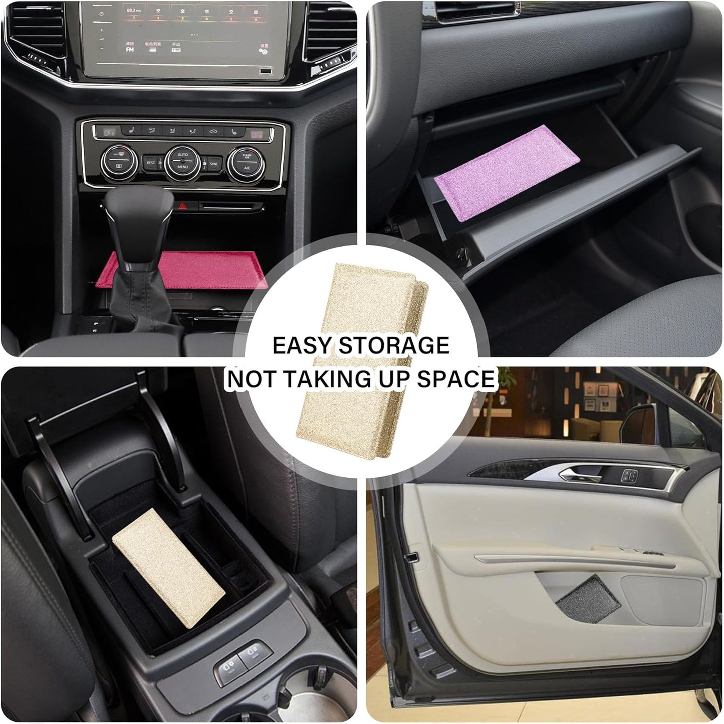 Stacool Bling Car Registration and Insurance Holder with Magnetic Clasp,PU Leather Car Organizers for ID,Bank Cards,Universal Glove Box Organizer (Purple)