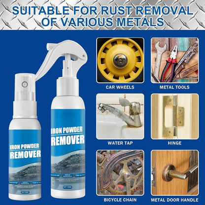 Iron Powder Remover Spray, Car Iron Powder Rust Remover Spray, Automotive Rust Remover Spray 100ml, For Metal, Bikes, Tools, Furniture & Household Surfaces (1 set)