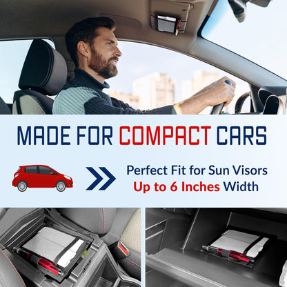 Mini Car Sun Visor Document Holder - Visor Accessories for Women and Men - Small Auto Organizer, Registration & Insurance Holder - Minimalist Design (Black)