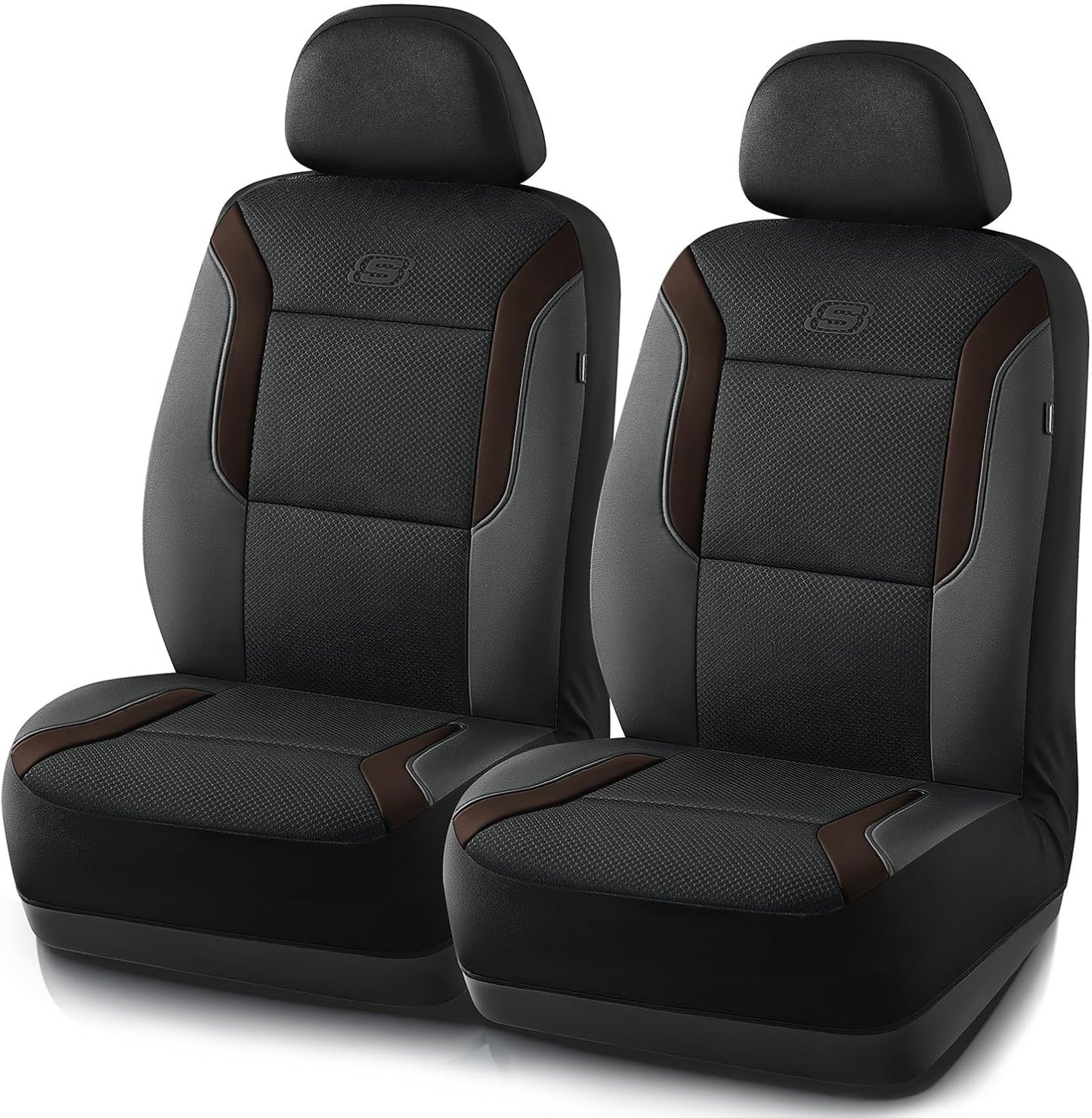 Skechers Memory Foam Seat Covers, Air Cool Mesh Thick Car Seat Covers, Car Seat Covers Front Seats Airbag Compatible, Universal Automotive Comfort for Most Cars, Vans, Trucks, SUV,Black