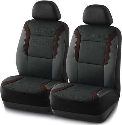 Skechers Memory Foam Seat Covers, Air Cool Mesh Thick Car Seat Covers, Car Seat Covers Front Seats Airbag Compatible, Universal Automotive Comfort for Most Cars, Vans, Trucks, SUV,Black