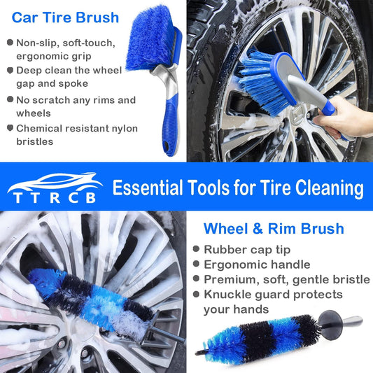TTRCB 27Pcs Car Detailing Kit, Car Detailing Brush Set, Auto Detailing Drill Brush Set, Car Detailing Brushes, Car Wash Kit, Car Accessories, Car Cleaning Tools Kit for Interior, Exterior, Wheels
