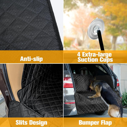 PETICON SUV Cargo Liner for Dogs, Waterproof Trunk Cover for SUVs with Bumper Flap Protector, Scratchproof Durable 600D Oxford Fabric, Non-Slip, Machine Washable