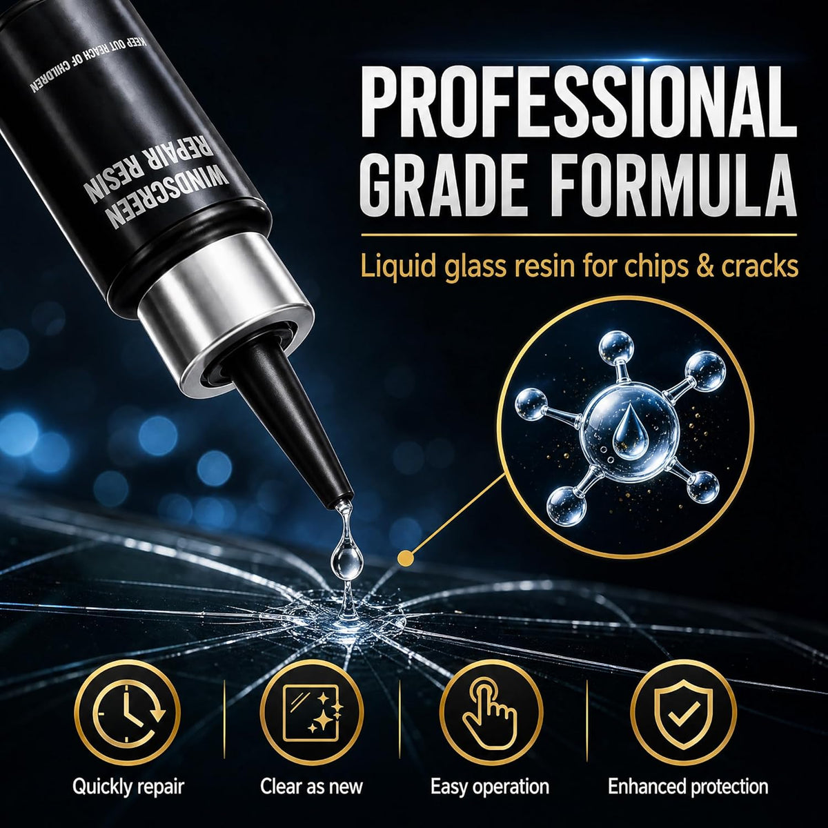 Upgraded Windshield Repair Kit for Chips and Cracks, 2026 Professional Car Glass Repair Kit with Type-C UV Curing Light, Nano Auto Glass Repair Fluid for Star, Bulls-Eye & Long Cracks, 2-Pack