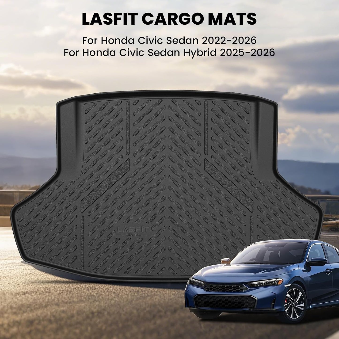 LASFIT Floor Mats for Honda CR-V 2026 2025 2024 2023 (Gasoline & Hybrid & e:FCEV), All Weather TPE Custom Fit Anti-Slip Pet Friendly Car Liners, 1st & 2nd Row Black