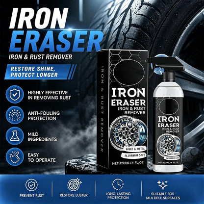 Iron Eraser Rust Remover Spray – Fast Acting Iron & Brake Dust Remover for Car Wheels and Paint, Professional Automotive Surface Cleaner, Iron Powder Remover (2 Pack)