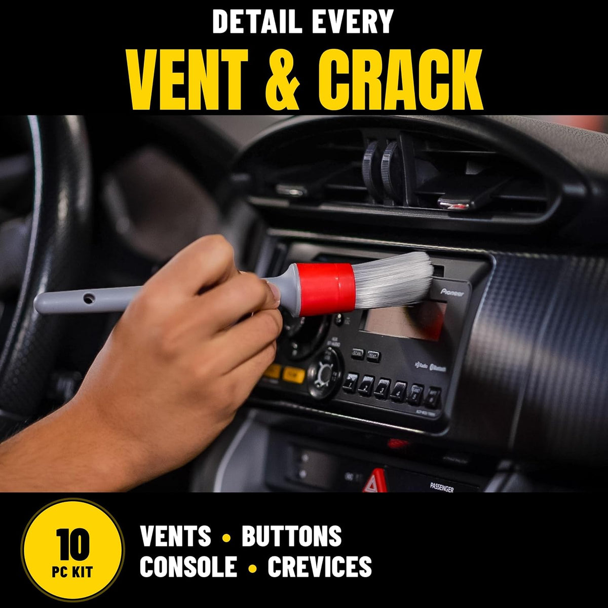 Chemical Guys Interior Cleaning Kit with Storage Bag Total Interior Cleaner Microfiber Towels Detailing Brushes and Sticky Gel Giftable Car Care Set - 10 Items