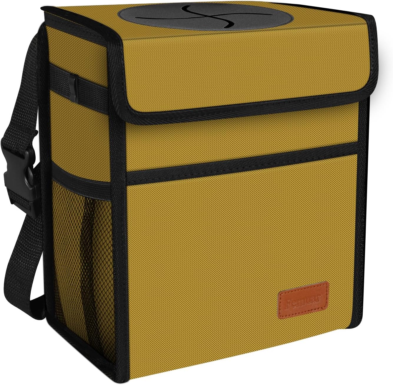 Femuar Leak Proof Car Trash Can with Lid - Waterproof Automotive Garbage Bin for SUVs, Collapsible and Portable Car Trash Bag, Black