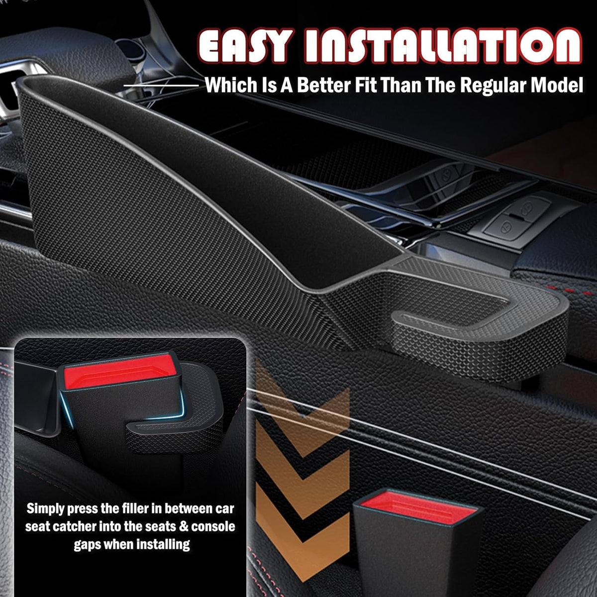 2PCS Short Car Seat Gap Filler Organizer with Seats Belt Holes,Anti-dropout Seat Gap Filler Fills Console Gaps,Universal Car Seats Gaps Plug with Storage Slot for Cars Storage