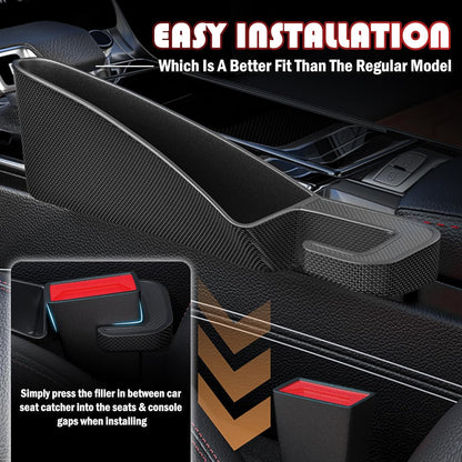2PCS Short Car Seat Gap Filler Organizer with Seats Belt Holes,Anti-dropout Seat Gap Filler Fills Console Gaps,Universal Car Seats Gaps Plug with Storage Slot for Cars Storage