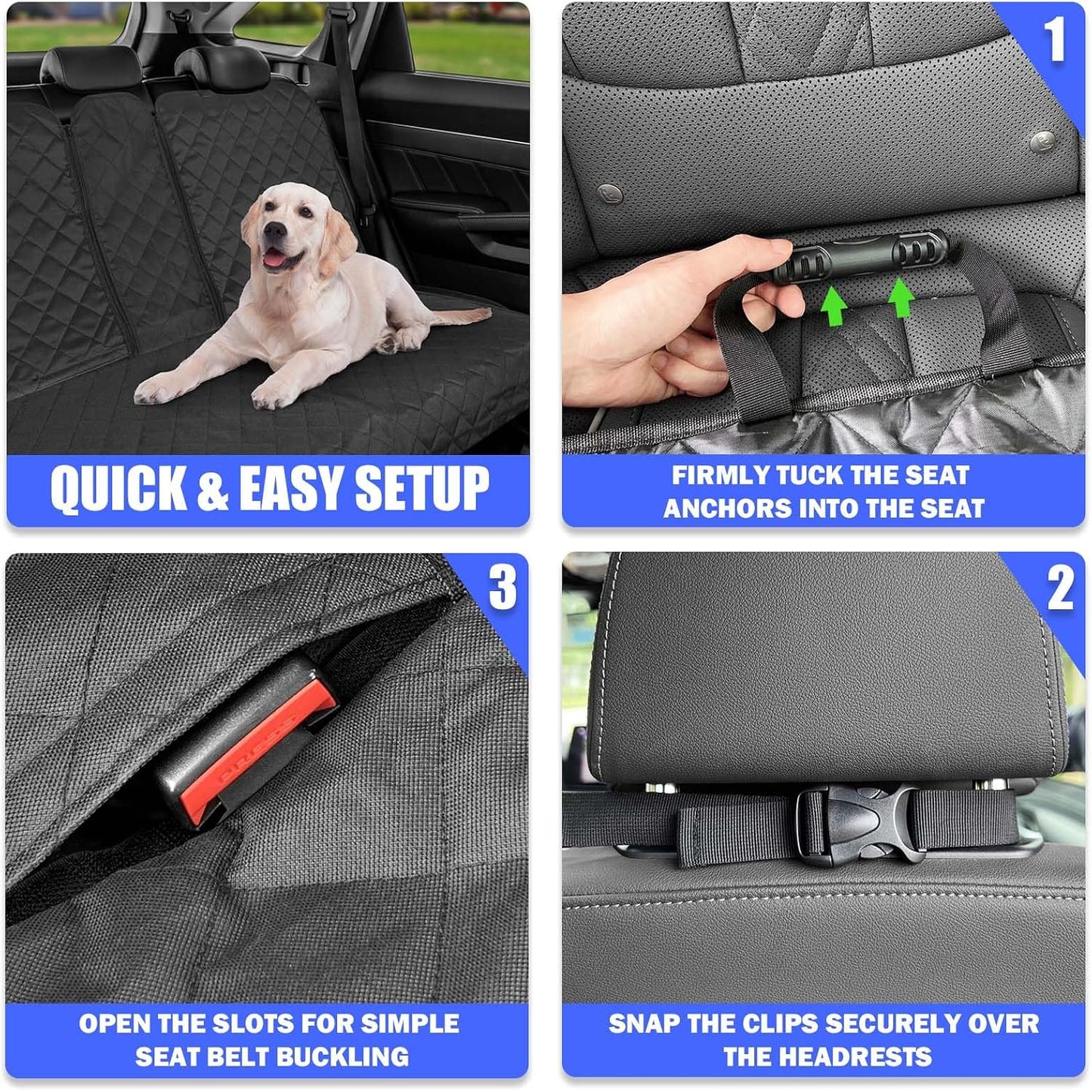 Yonktoo Dog Car Seat Cover for Back Seat, Car Seat Cover 60/40 Split Bench for Family Car, Compact SUV, MPV - Standard - 53" W