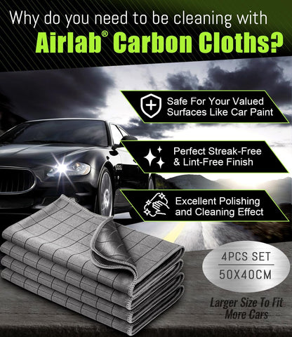Airlab Microfiber Towels for Cars Wash Drying Thick Plush Cleaning Cloth Auto Detailing Super Absorbent for Interior & Exterior Lint Free, Streak Free, 16" X 16", 800 GSM, Pack of 4