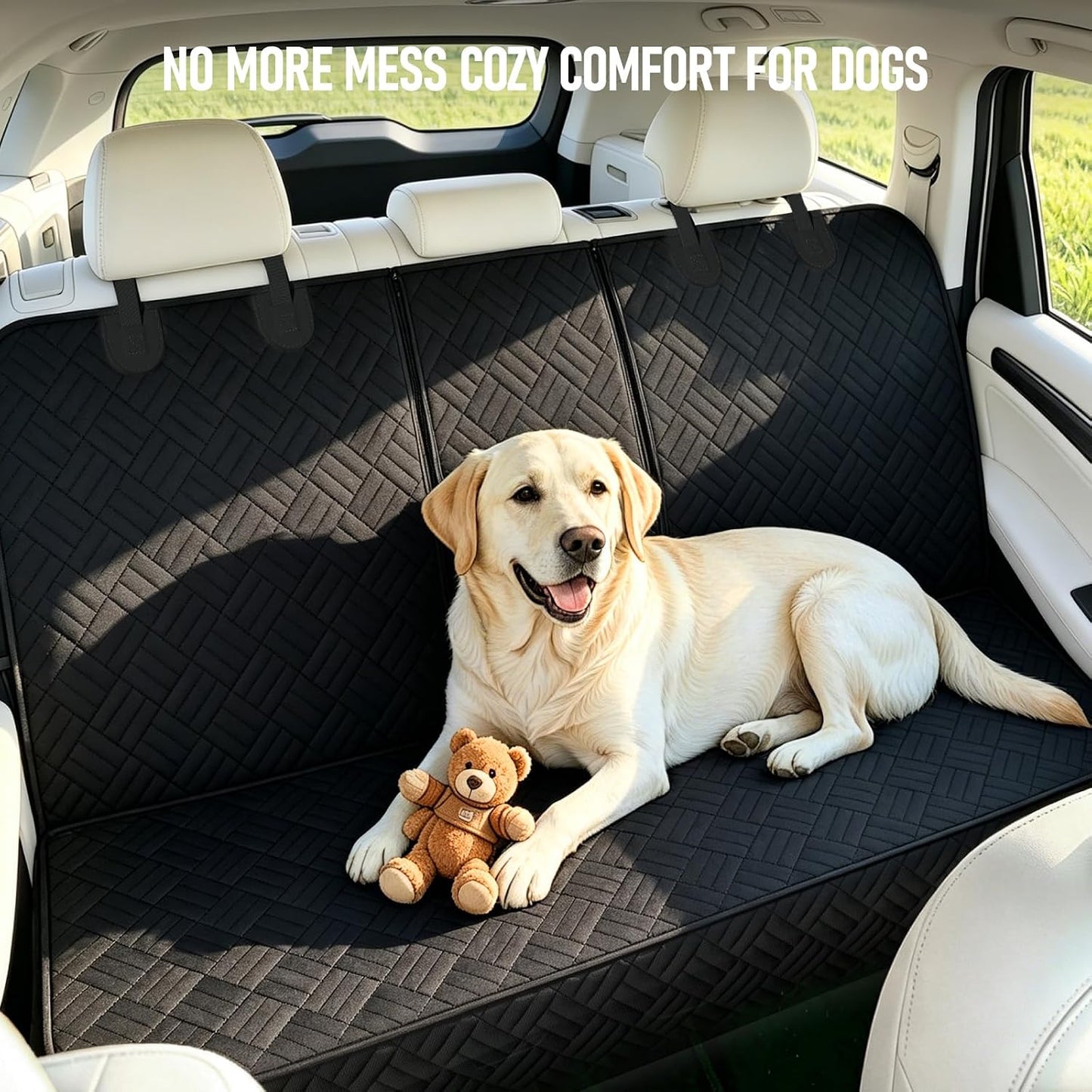 Dog Car Seat Cover for Back Seat, Waterproof 600D Oxford Protector for Travel and Daily Use, Non Slip Scratch Resistant Bench Cover, Easy to Clean, Fits Cars/SUVs/Trucks, 54 Inch