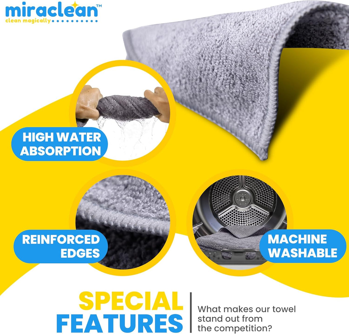 Microfiber Towels for Cars - 15.7" x 15.7" inches, Highly Absorbent Professional Grade Drying Towel Set for Superior Cleaning and Drying Performance - Car Drying & Kitchen Towel - Pack of 3