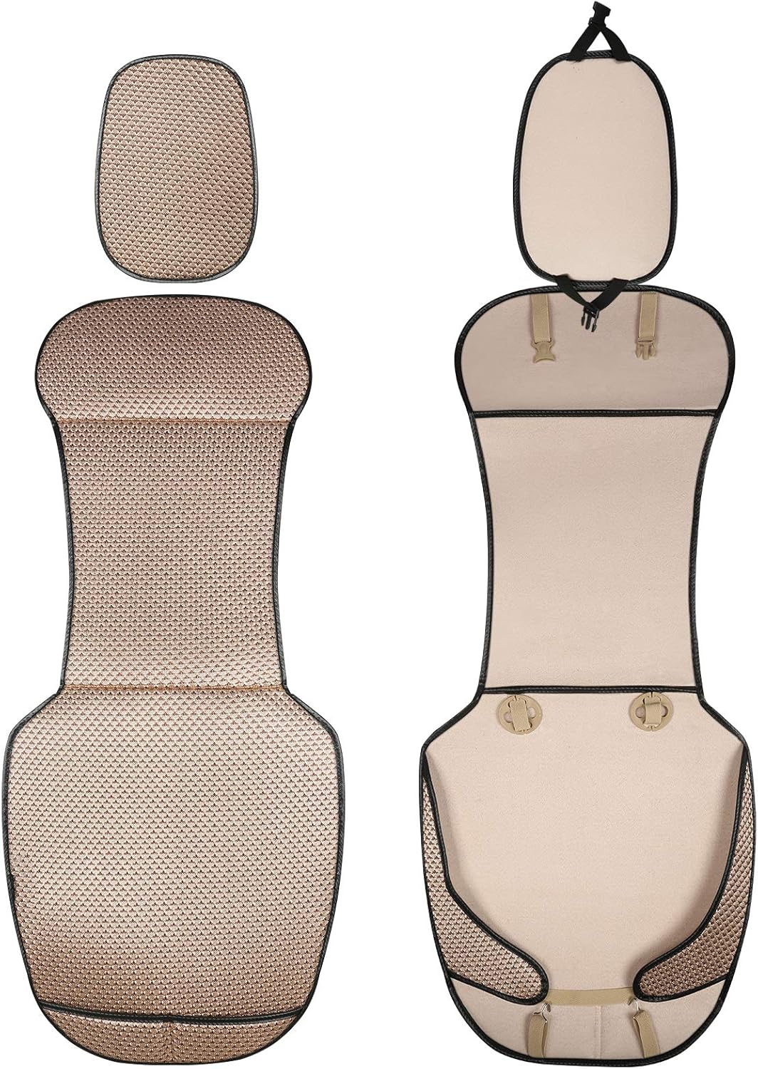 Auto Newer Luxury Breathable Car Seat Cover Fit Four Seasons, Universal Front of Car Seat Cushions, Bottom Seat Covers of Full Wrapped Edge,Universal Fit for 95% Cars,SUV,Pickup(Beige，2PCS)