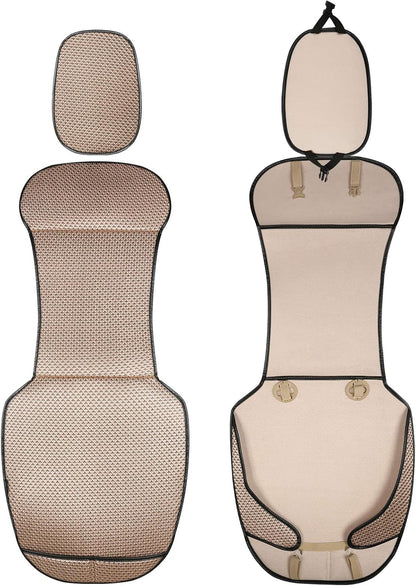 Auto Newer Luxury Breathable Car Seat Cover Fit Four Seasons, Universal Front of Car Seat Cushions, Bottom Seat Covers of Full Wrapped Edge,Universal Fit for 95% Cars,SUV,Pickup(Beige，2PCS)