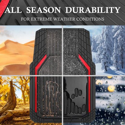 CAR PASS Heavy Duty Rubber Floor Mats for Car, Waterproof Liner Deep Dish Car Mats Full Sets, Universal Trim to Fit for SUV Truck Sedans Vans, All Weather Automotive Floor Mats 3pcs, Solid Black