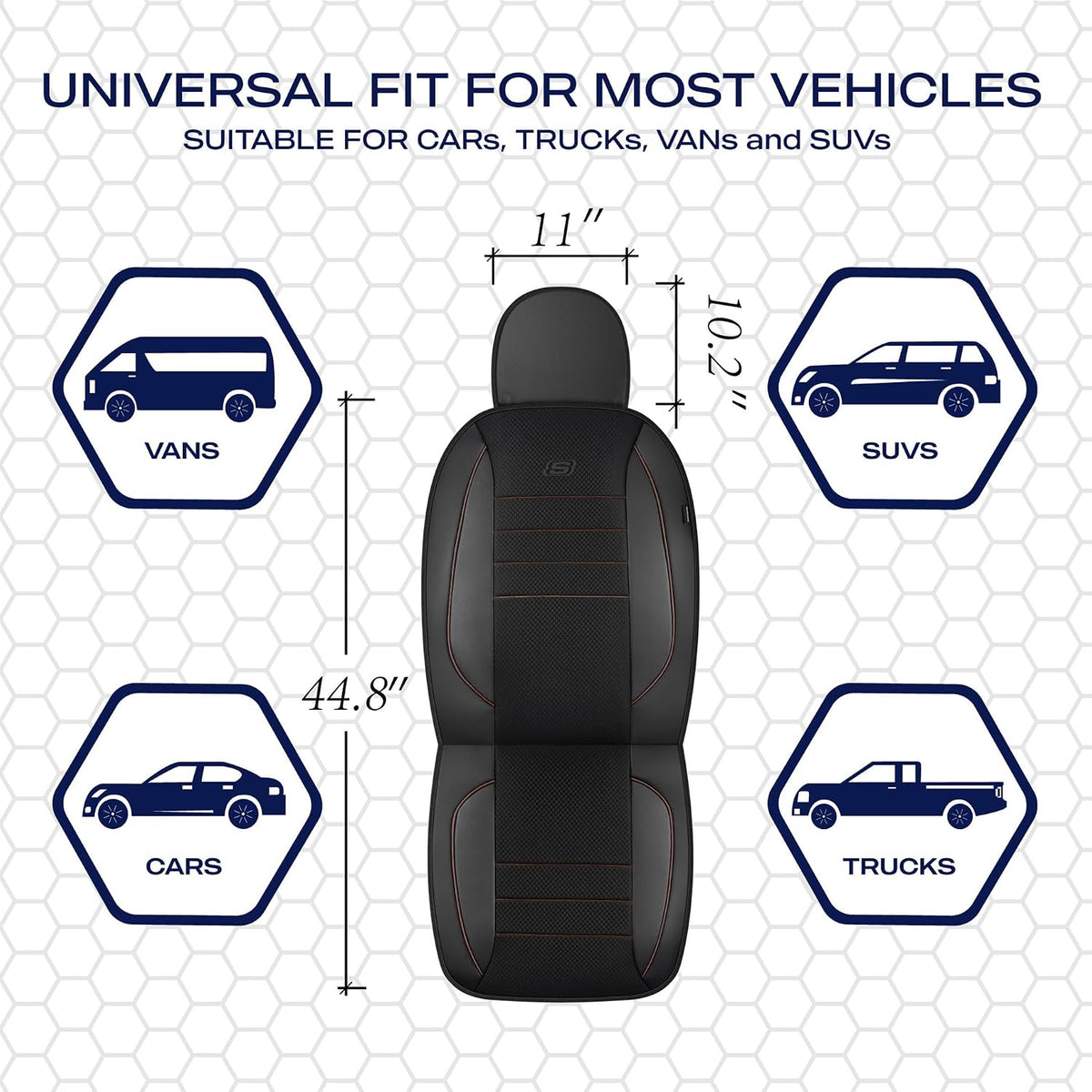 Skechers Air-Cooled Memory Foam Seat Covers,Mesh Thick Car Seat Covers,Piping Leather Car Seat Covers Front Seats,Airbag Compatible,Automotive Comfort Universal FitMost Cars,Vans,Truck,SUV,Black