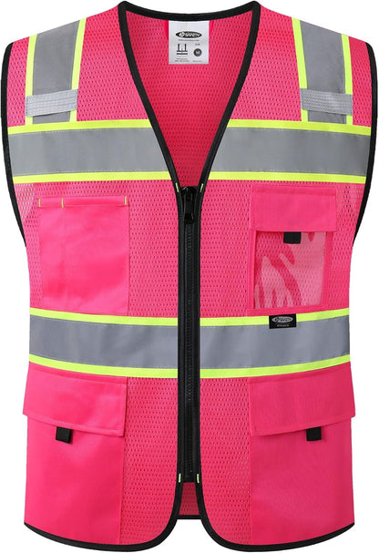 JKSafety Safety Vest for Men Women Hi Vis Relfective Vest with Pockets High Visibility Meet ANSI Standard