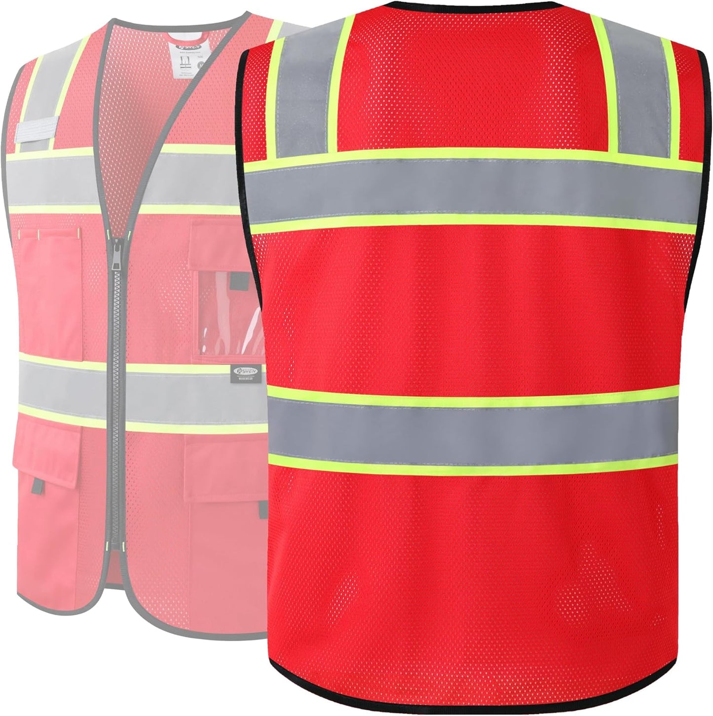 JKSafety Safety Vest for Men Women Hi Vis Relfective Vest with Pockets High Visibility Meet ANSI Standard