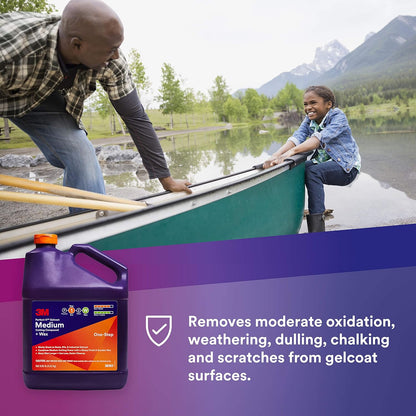 3M Perfect-It Gelcoat Medium Cutting Compound + Wax, 36106, 1 Quart, One-Step Process, P1500 and Finer Scratches, Fiberglass Oxidation Remover for Boats and RVs