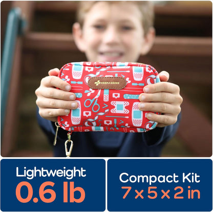 KeepGoing Travel First Aid Kit for Kids – 130 Pc. for Car, Home, Purse, Diaper Bag & Backpack with Latex-Free Bandages - Mini First Aid Kit Travel Size TSA-Approved