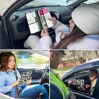 Car Registration and Insurance Holder, Auto Truck Document Holder with Magnetic Shut, Vehicle Glove Box Car Organizer, Interior Car Accessories for Women Men (Bow)