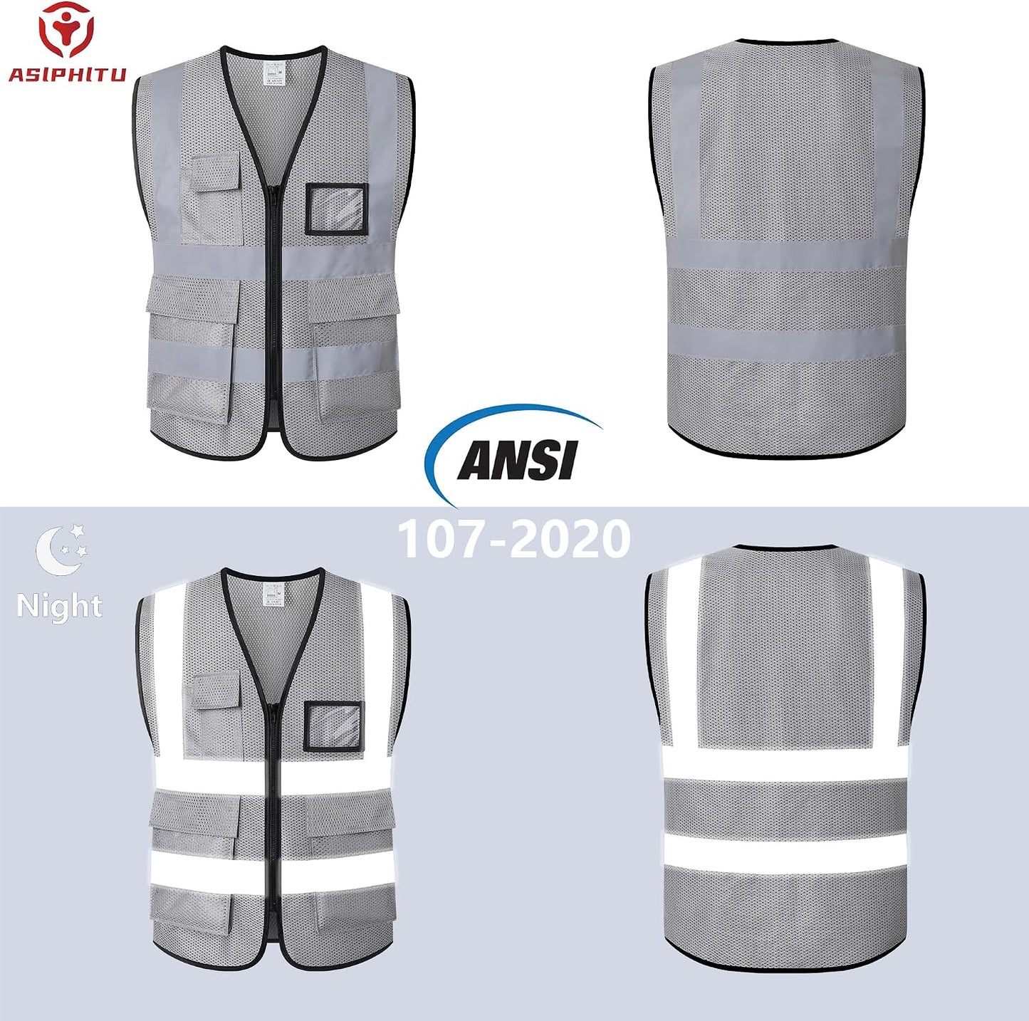 Reflective Safety Vest for Men Women Construction Vest Meet ANSI/ISEA Standard