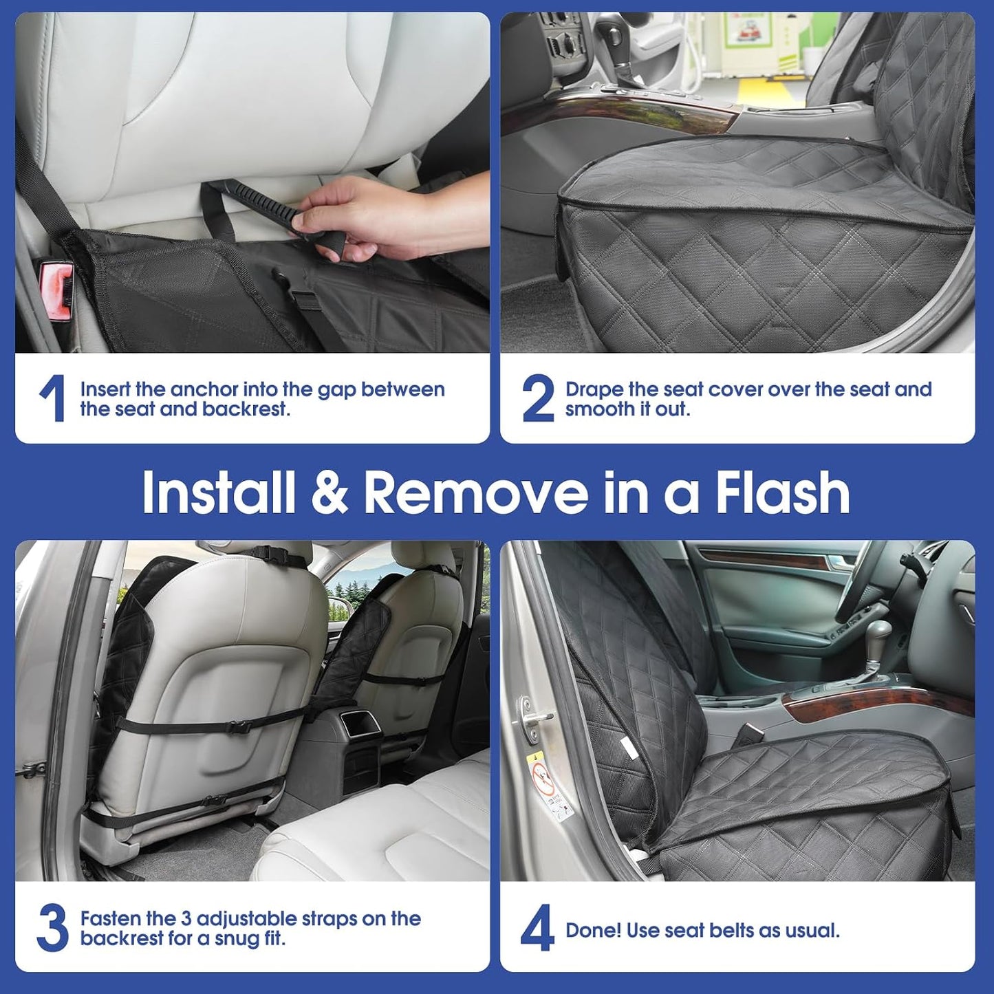 ALLANSING Front Seat Cover for Dogs with Side Flaps, Heavy Duty 900D Waterproof Seat Protector, Protects from Dirt & Scratches, for Pets & Daily Use, Fits Cars SUV Trucks Minivans (2-Pack)