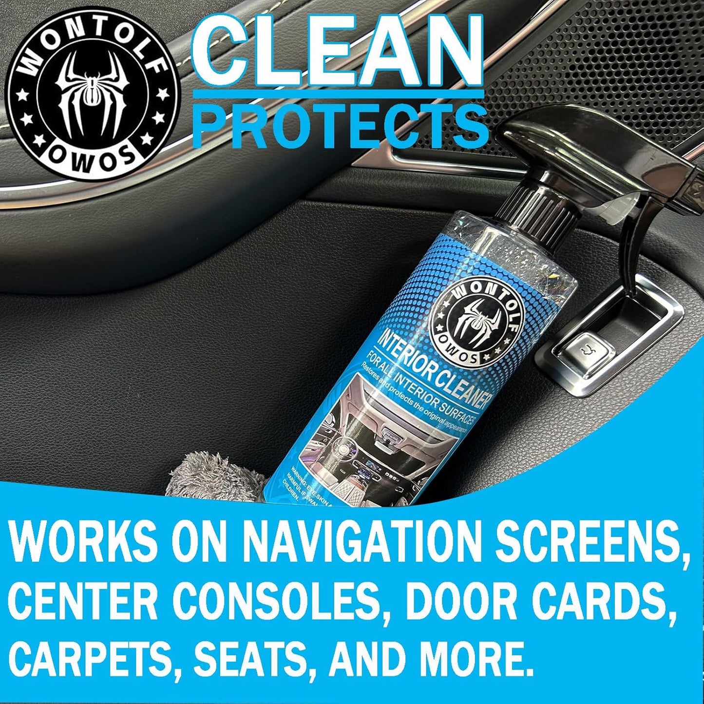 Wontolf CWK188 Car Wash Kit with Foam Gun, Car Wash Soap, Interior Detailer Cleaner, Wheel Cleaner, Car Care Cleaning Detailing Kit for Cars Trucks RVs SUVs Motorcycles (Works w/Garden Hose), 10 Items