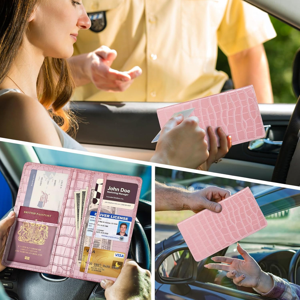 Car Registration and Insurance Holder, Black Vehicle Glove Box Car Organizer with Magnetic Closure for Documents, Cards, License Car Organization, 1 Pack