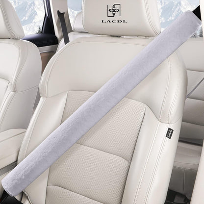 LACDL Extra Long Seatbelt Cover Super Soft Furry for Adults Kids Women & Men, Thick Plush Full Car Seat Belt Strap Cushion, Fluffy Shoulder Pad Protector, Auto Interior Accessories, 1pc, Black, 15.5in