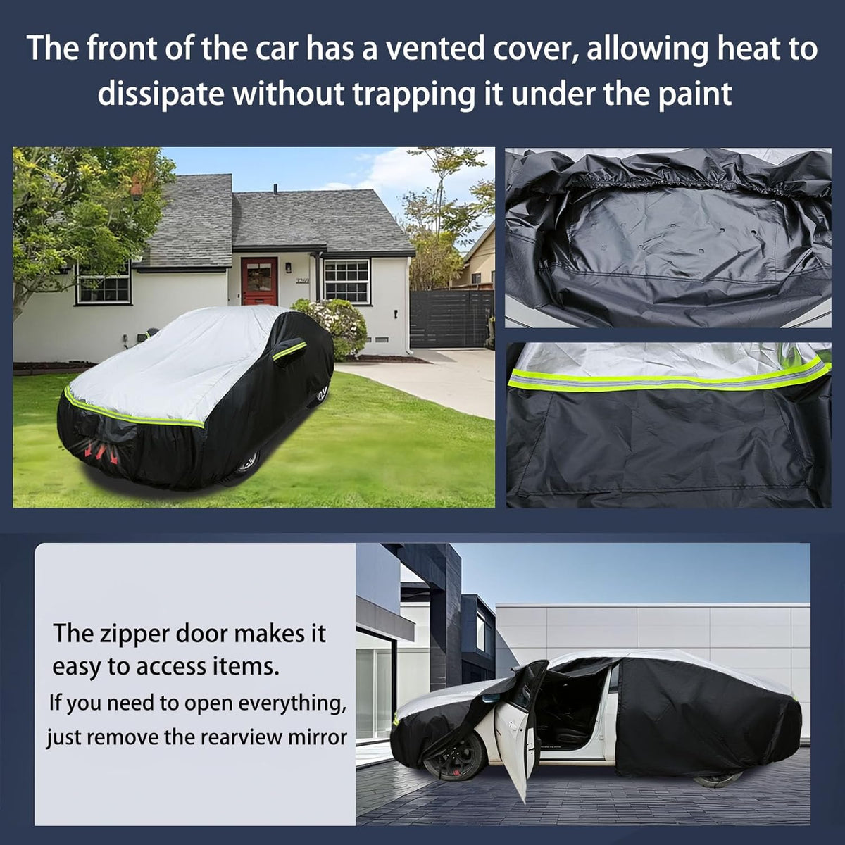 SUV car Cover All Weather Waterproof Murano, Subaru Outback/Solterra，Cadillac XT5/SRX, Buick Envision and Other Models -Outdoor Sunshade Protection with Zipper (Length 188 to 195 inch)