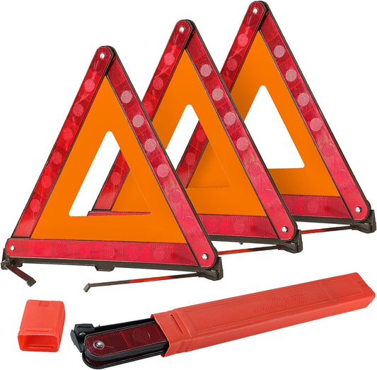 DASBET Emergency Warning Triangles | Roadside Safety Triangle, 3 Pack Foldable Warning Reflective Triangle with Case for Vehicles Breakdown